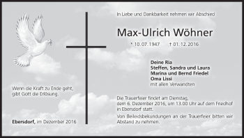 Anzeige von Max-Ulrich Wöhner von MGO
