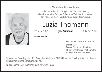 Anzeige von Luzia Thomann von MGO