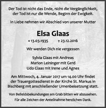 Anzeige von Elsa Glaas von MGO