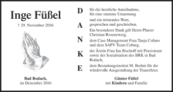 Anzeige von Inge Füßel von MGO