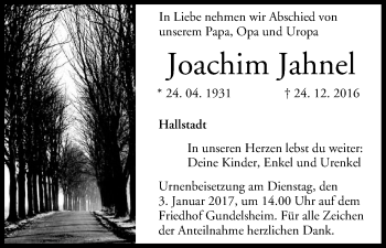Anzeige von Joachim Jahnel von MGO
