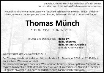 Anzeige von Thomas Münch von MGO