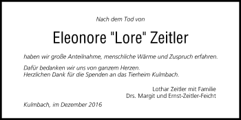 Anzeige von Eleonore Zeitler von MGO