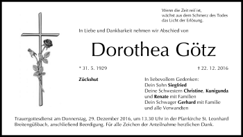 Anzeige von Dorothea Götz von MGO