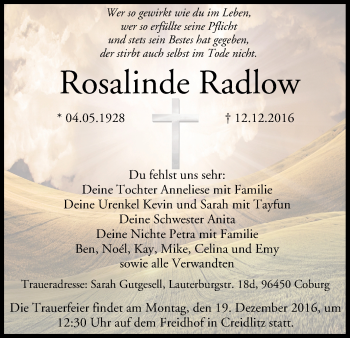 Anzeige von Rosalinde Radlow von MGO