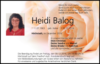 Anzeige von Heidi Balog von MGO