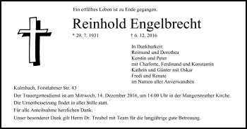 Anzeige von Reinhold Engelbrecht von MGO
