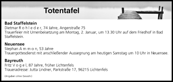 Anzeige von Totentafel vom 31.12.2016 von MGO