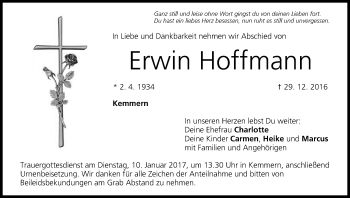 Anzeige von Erwin Hoffmann von MGO