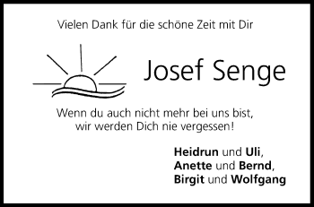 Anzeige von Josef Senge von MGO