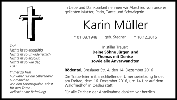 Anzeige von Karin Müller von MGO