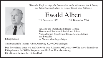 Anzeige von Ewald Albert von MGO