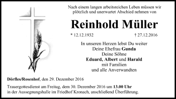 Anzeige von Reinhold Müller von MGO