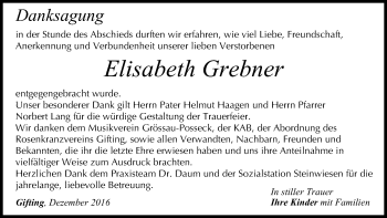 Anzeige von Elisabeth Grebner von MGO