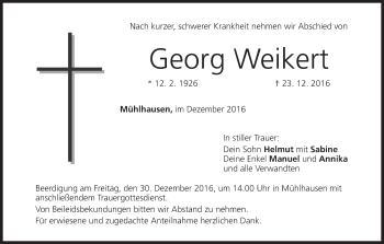 Anzeige von Georg Weikert von MGO