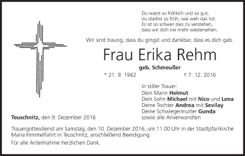 Anzeige von Erika Rehm von MGO