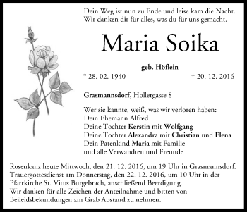 Anzeige von Maria Soika von MGO