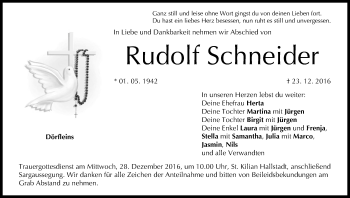 Anzeige von Rudolf Schneider von MGO