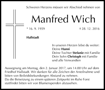 Anzeige von Manfred Wich von MGO