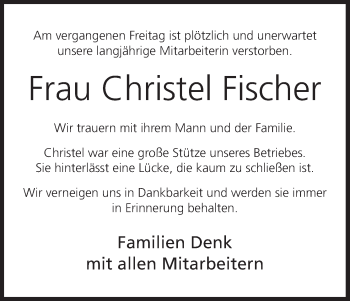 Anzeige von Christel Fischer von MGO