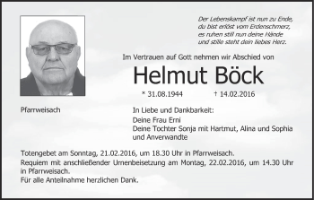 Anzeige von Helmut Böck von MGO