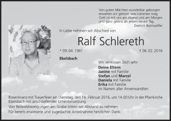 Anzeige von Ralf Schlereth von MGO