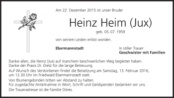 Anzeige von Heinz Heim von MGO