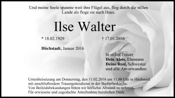 Anzeige von Ilse Walter von MGO