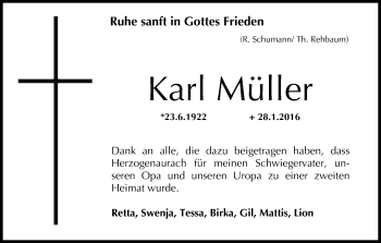 Anzeige von Karl Müller von MGO