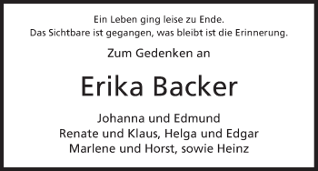 Anzeige von Erika Backer von MGO