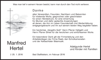 Anzeige von Manfred Hertel von MGO
