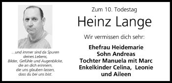 Anzeige von Heinz Lange von MGO