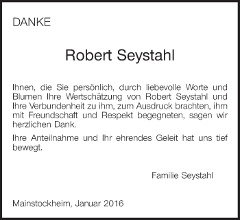 Anzeige von Robert Seystahl von MGO