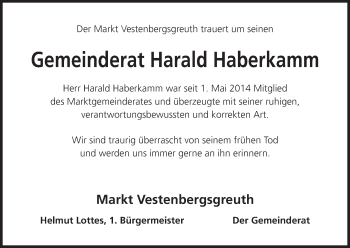 Anzeige von Harald Haberkamm von MGO