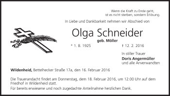 Anzeige von Olga Schneider von MGO