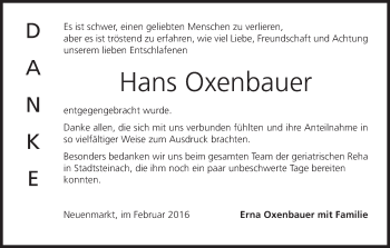 Anzeige von Hans Oxenbauer von MGO