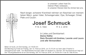 Anzeige von Josef Schmuck von MGO