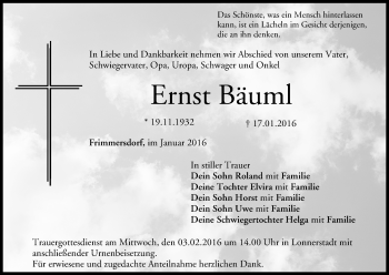 Anzeige von Ernst Bäuml von MGO