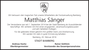 Anzeige von Matthias Sänger von MGO Anzeige von Matthias Sänger von MGO
