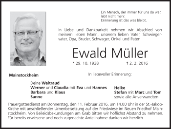 Anzeige von Ewald Müller von MGO