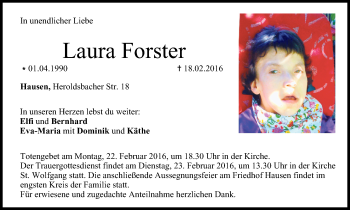 Anzeige von Laura Forster von MGO Anzeige von Laura Forster von MGO
