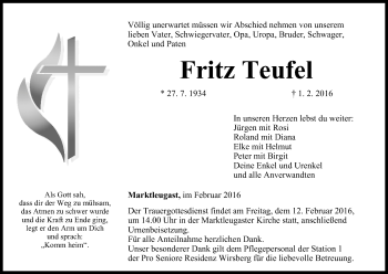 Anzeige von Fritz Teufel von MGO