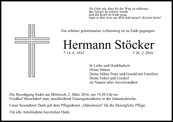 Anzeige von Hermann Stöcker von MGO