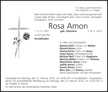 Anzeige von Rosa Amon von MGO Anzeige von Rosa Amon von MGO