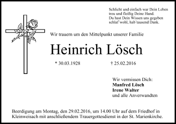 Anzeige von Heinrich Lösch von MGO