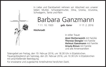Anzeige von Barbara Ganzmann von MGO