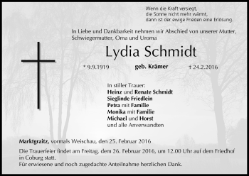Anzeige von Lydia Schmidt von MGO
