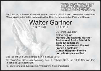 Anzeige von Walter Gartner von MGO