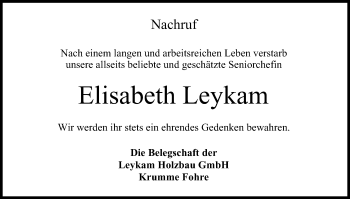 Anzeige von Elisabeth Leykam von MGO