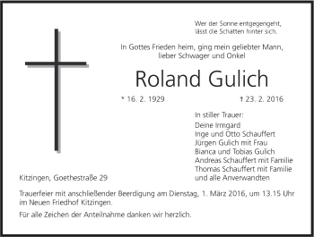 Anzeige von Roland Gulich von MGO